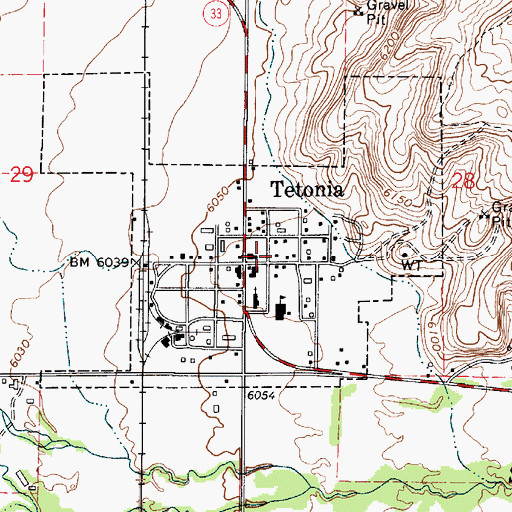Topographic Map of City of Tetonia, ID