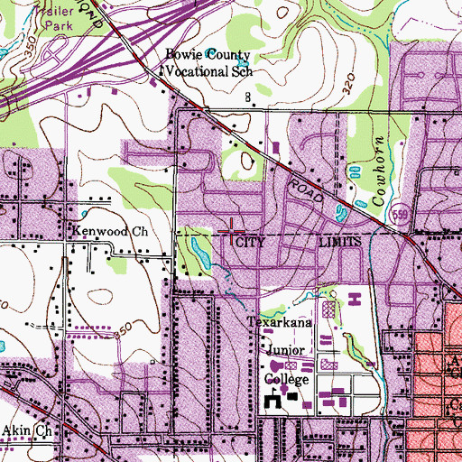 Topographic Map of City of Texarkana, TX