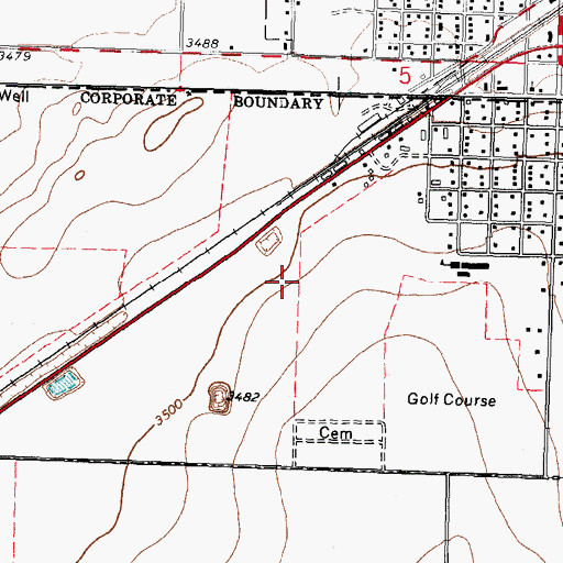 Topographic Map of City of Texhoma, TX