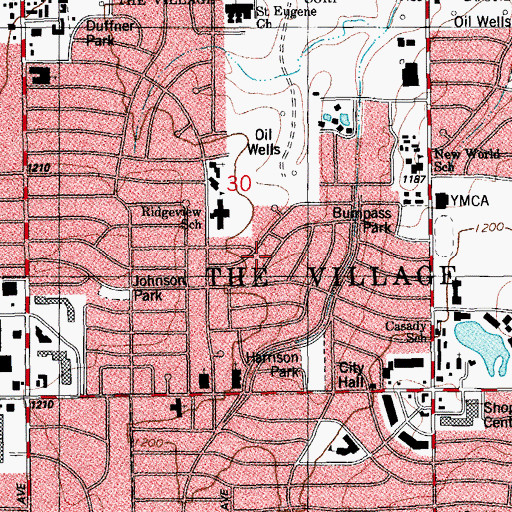 Topographic Map of City of The Village, OK