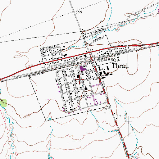 Topographic Map of City of Thrall, TX