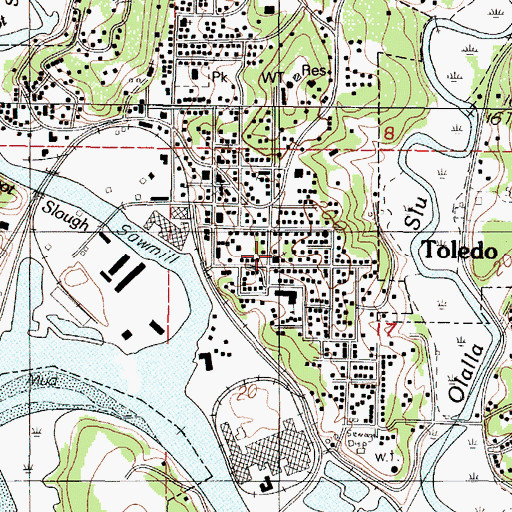 Topographic Map of City of Toledo, OR