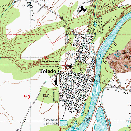 Topographic Map of City of Toledo, WA