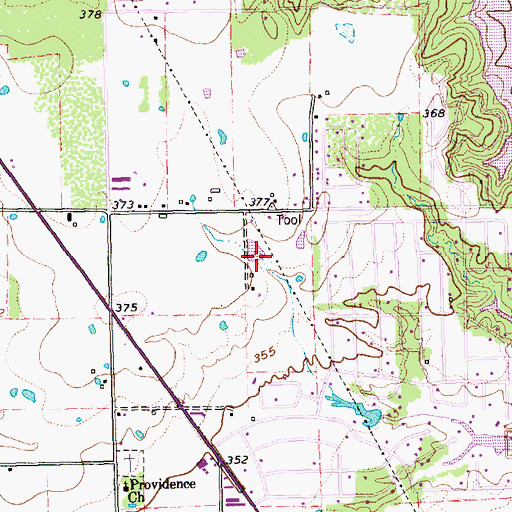 Topographic Map of City of Tool, TX