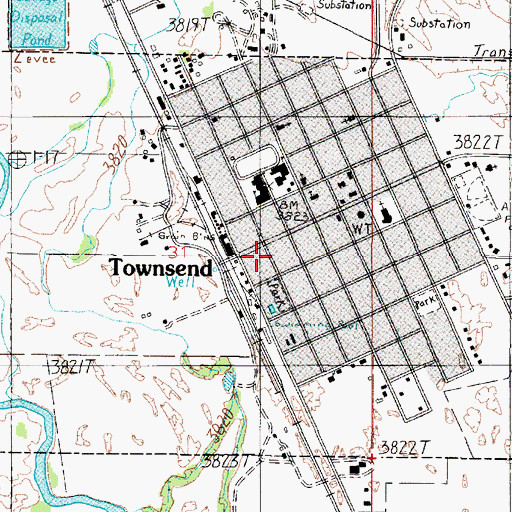 Topographic Map of City of Townsend, MT