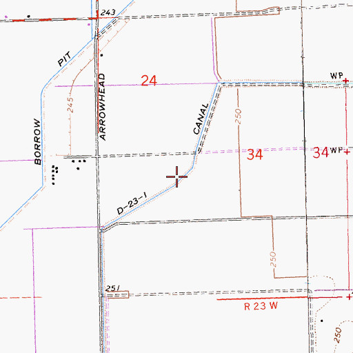Topographic Map of D-23-1 Canal, CA