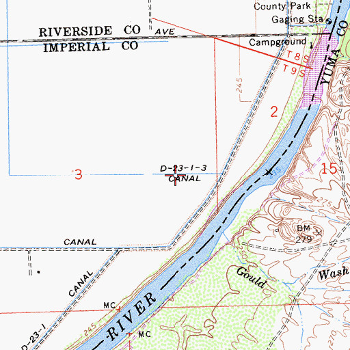 Topographic Map of D-23-1-3 Canal, CA