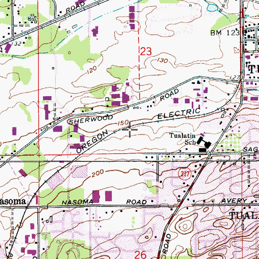 Topographic Map of City of Tualatin, OR