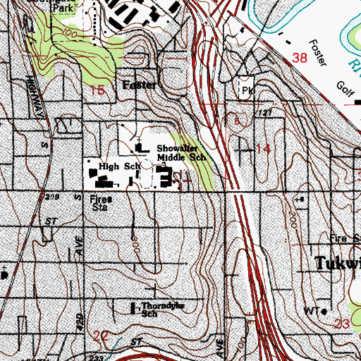 Topographic Map of City of Tukwila, WA