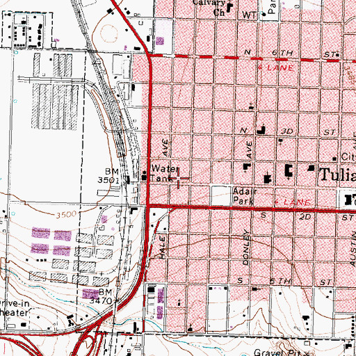 Topographic Map of City of Tulia, TX