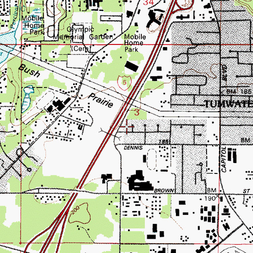 Topographic Map of City of Tumwater, WA