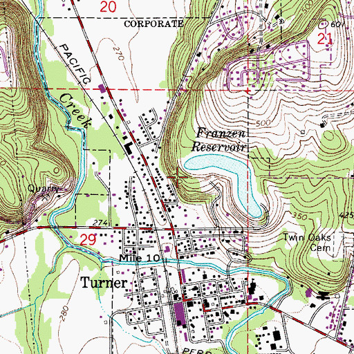 Topographic Map of City of Turner, OR