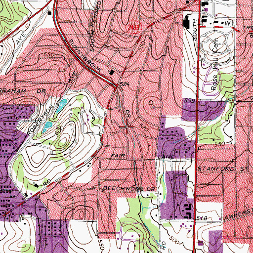 Topographic Map of City of Tyler, TX