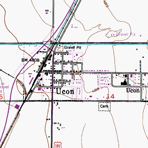 Topographic Map of City of Ucon, ID