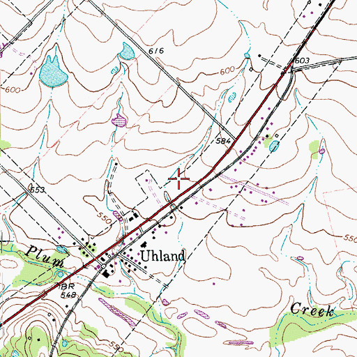 Topographic Map of City of Uhland, TX