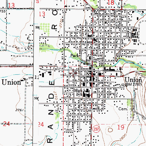 Topographic Map of City of Union, OR