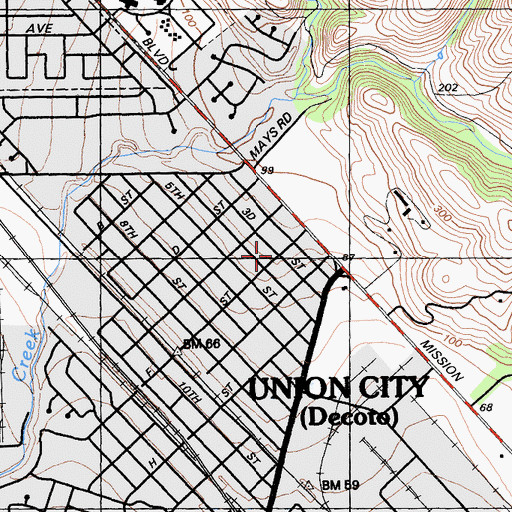 Topographic Map of City of Union City, CA
