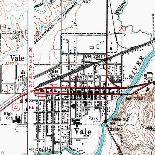 Topographic Map of City of Vale, OR