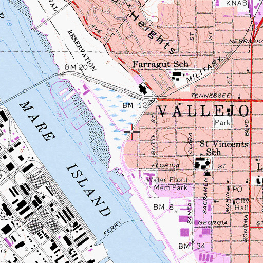 Topographic Map of City of Vallejo, CA