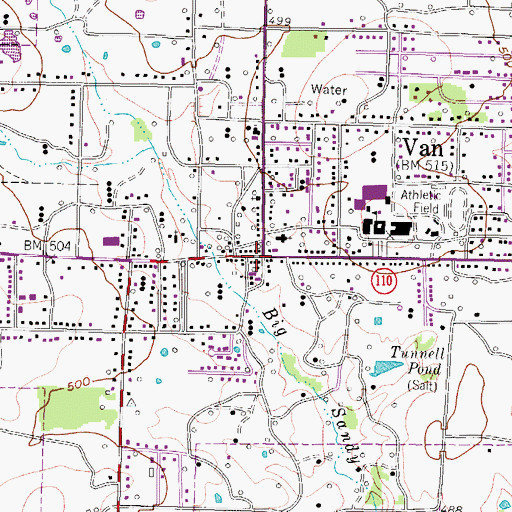 Topographic Map of City of Van, TX