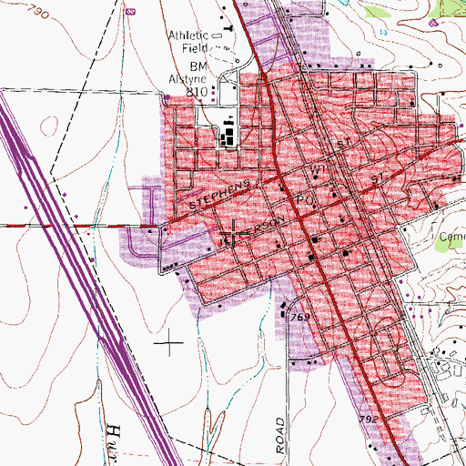Topographic Map of City of Van Alstyne, TX