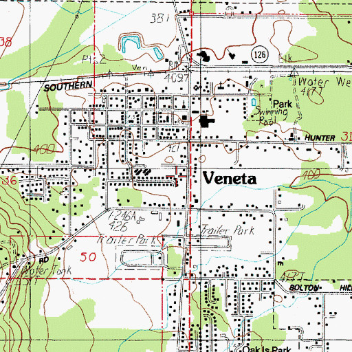 Topographic Map of City of Veneta, OR