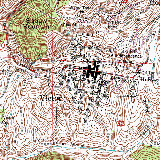 Topographic Map of City of Victor, CO