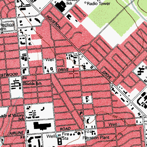 Topographic Map of City of Victoria, TX