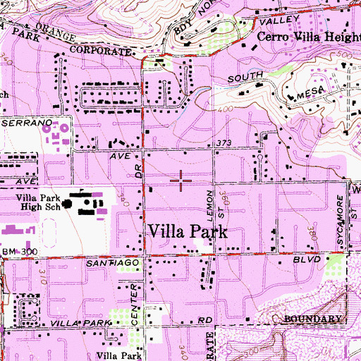 Topographic Map of City of Villa Park, CA
