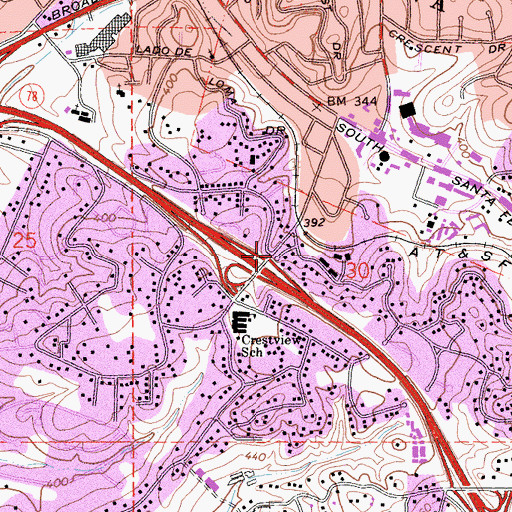 Topographic Map of City of Vista, CA