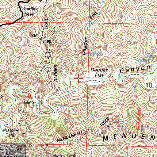 Topographic Map of Dagger Flat Canyon, CA