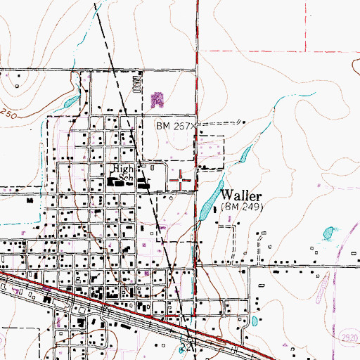 Topographic Map of City of Waller, TX