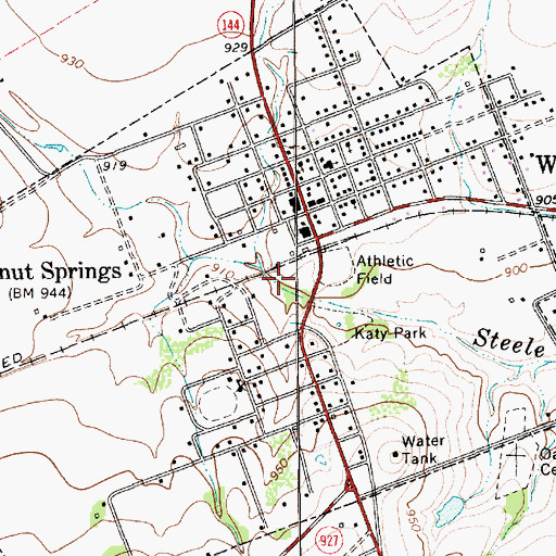 Topographic Map of City of Walnut Springs, TX