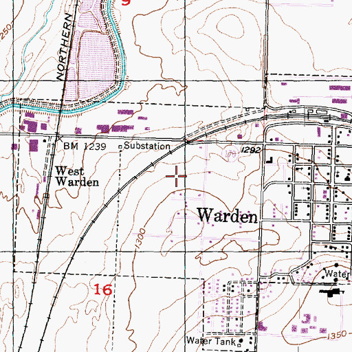 Topographic Map of City of Warden, WA
