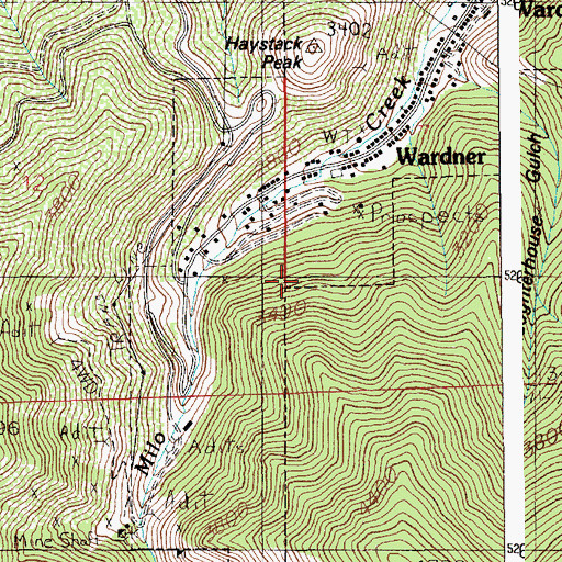 Topographic Map of City of Wardner, ID