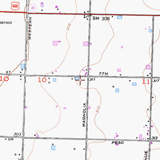 Topographic Map of City of Wasco, CA