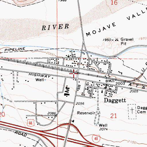 Topographic Map of Daggett, CA