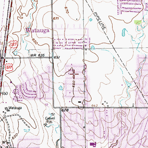 Topographic Map of City of Watauga, TX