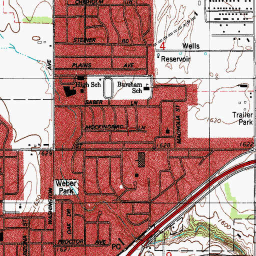 Topographic Map of City of Weatherford, OK