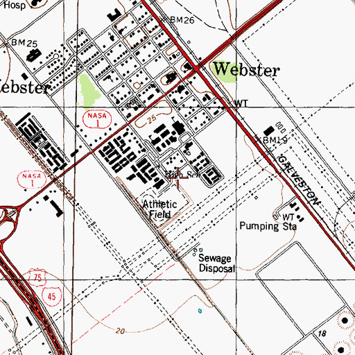 Topographic Map of City of Webster, TX