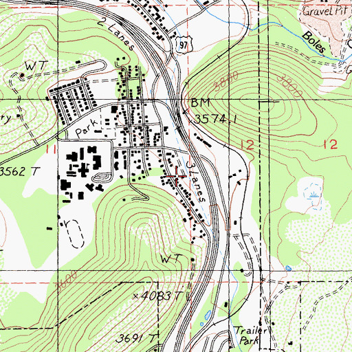 Topographic Map of City of Weed, CA