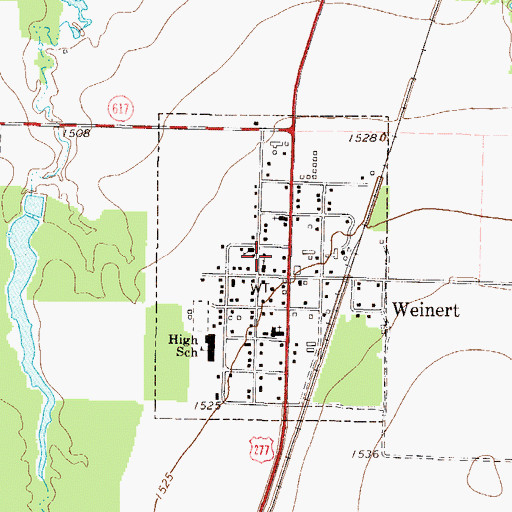 Topographic Map of City of Weinert, TX
