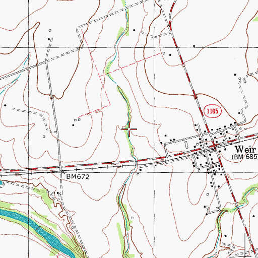 Topographic Map of City of Weir, TX