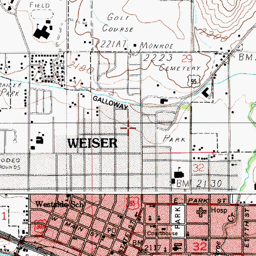 Topographic Map of City of Weiser, ID