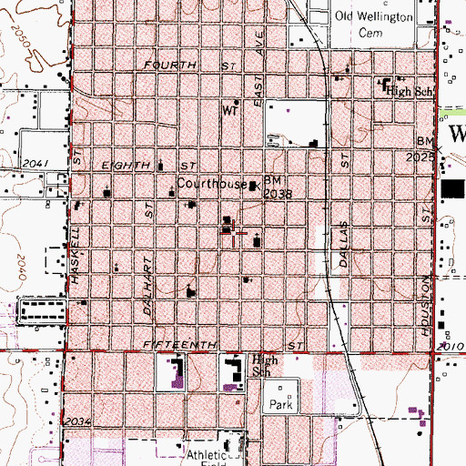 Topographic Map of City of Wellington, TX