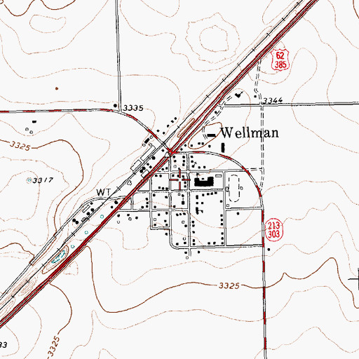 Topographic Map of City of Wellman, TX