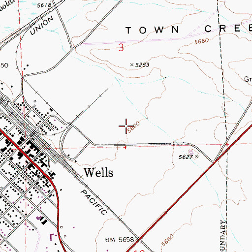 Topographic Map of City of Wells, NV