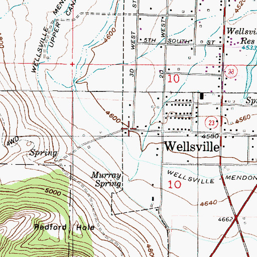 Topographic Map of City of Wellsville, UT