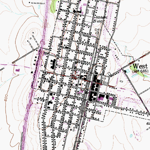 Topographic Map of City of West, TX