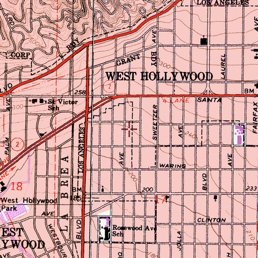 Topographic Map of City of West Hollywood, CA